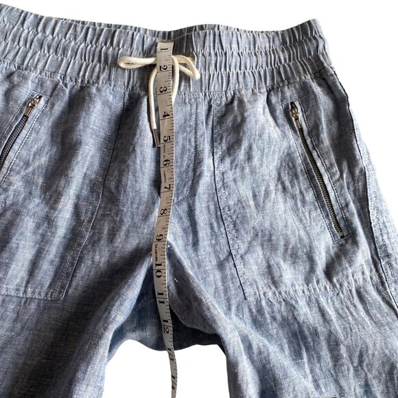 Athleta Cabo Linen Jogger Chambray Blue Sz 2 Beachy Nautical Coastal Athleisure - Picture 12 of 13